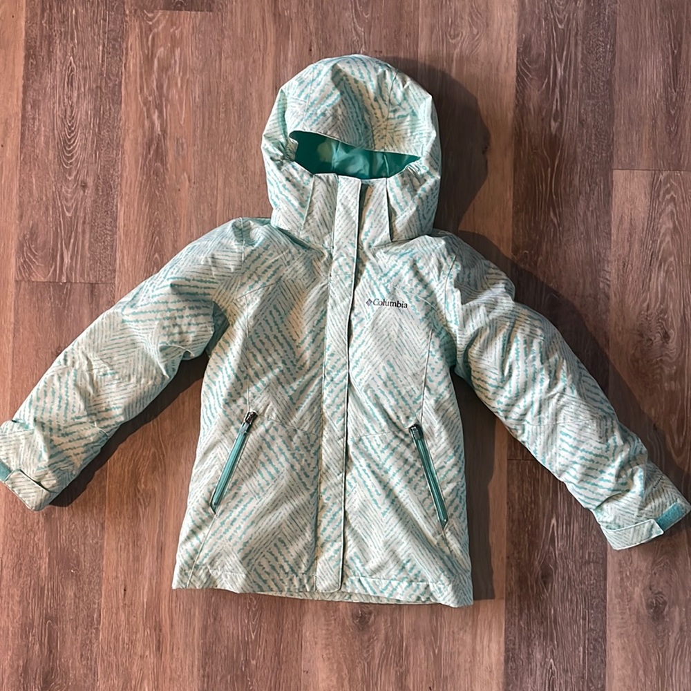 Girls Hooded Columbia Interchange Ski Snowboard Jacket teal/aqua